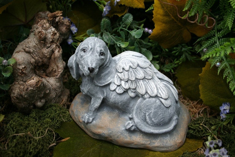 dog angel garden statue