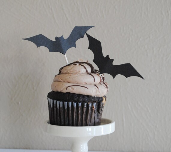 Halloween Bat Cupcake flags - Set of 12 Il_570xn