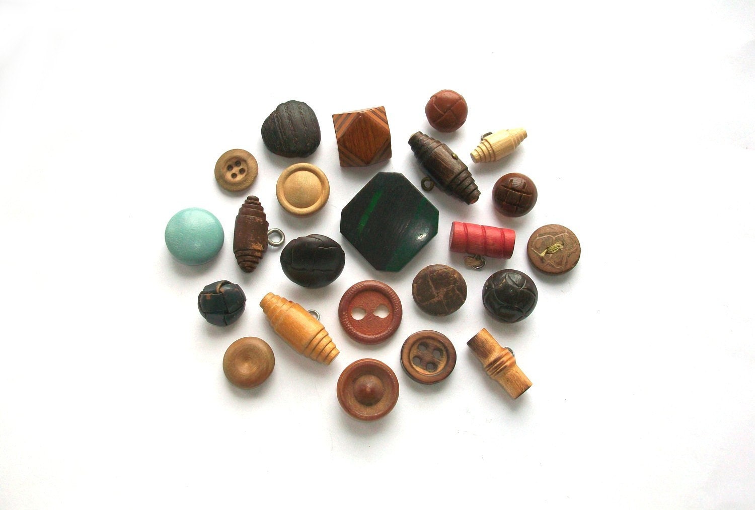 Wood And Leather Vintage Buttons