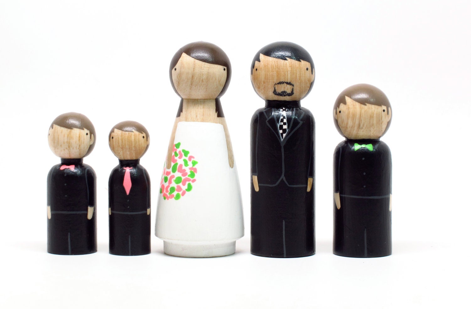 Custom Wedding Cake Toppers with Three pets or Children by Goose Grease