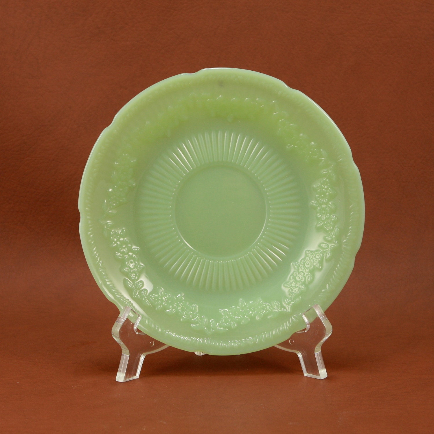 Jadeite Alice Fire King Saucer Jadite Anchor Hocking by charmings