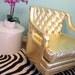 Vintge HOLLYWOOD REGENCY GLAM Button Tufted Gold Chair