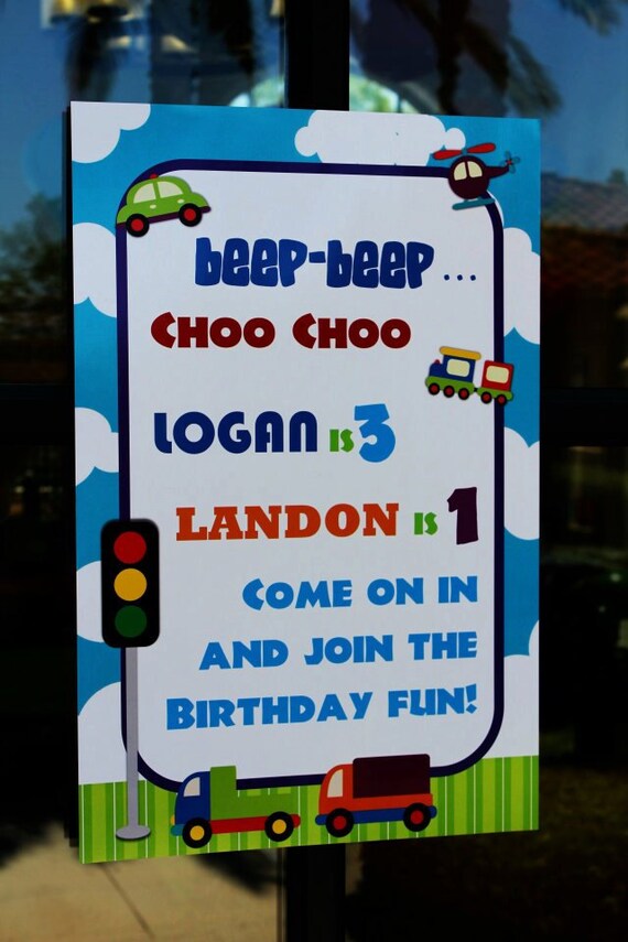 Welcome Door Sign Banner Transportation Cars Trucks Planes Birthday Party Il_570xn