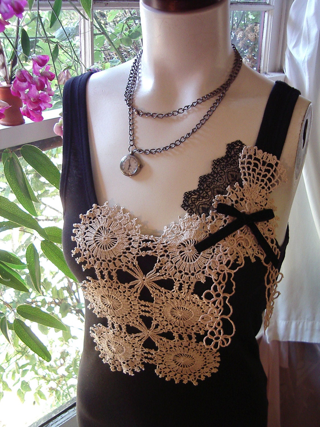 steampunk fashion clothing heirloom lace vintage upcycled clothing shirt blouse fall spring fashion burlesque