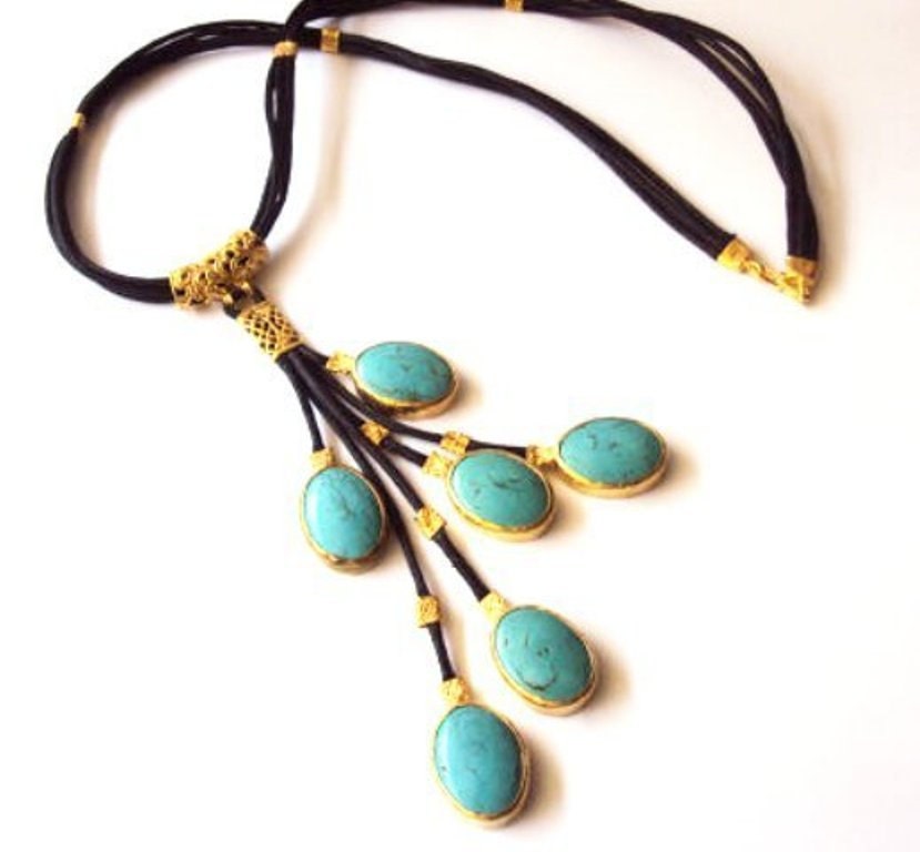 Handcrafted Unique Necklace Turquoise or Onyx
