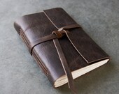 Initials 200 page - 5x7 - Dark Chocolate Brown Leather Journal or Sketchbook