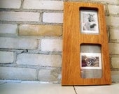 Vintage Modern inspired wood picture frame holds two 4x6 photographs