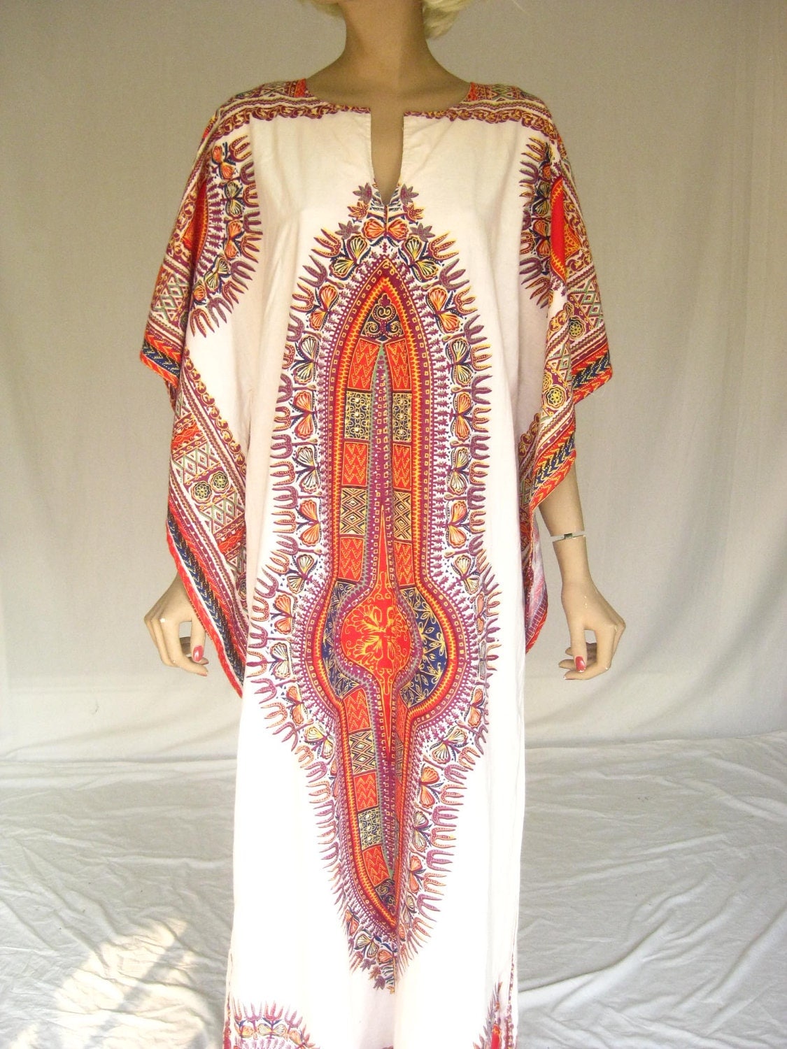 Vintage 70s Dashiki Hippie Caftan Maxi Dress By Timebombvintage 