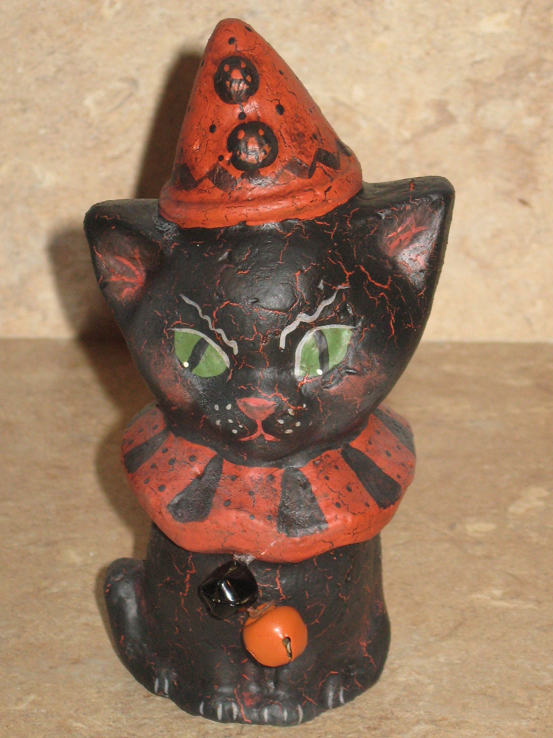 Paper mache Halloween Clown Cat