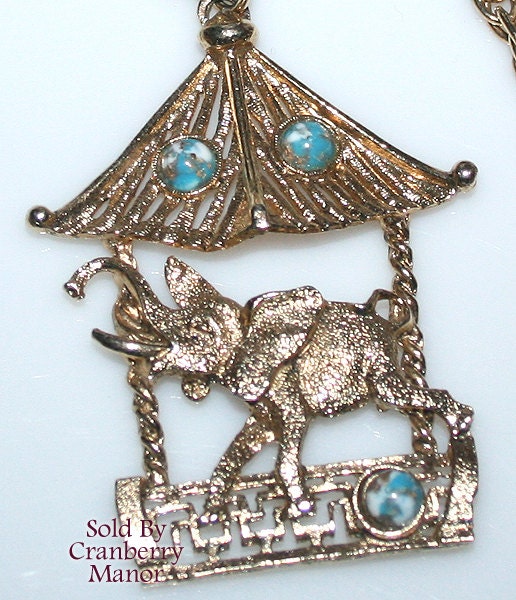 Vintage Carousel Elephant Pendant Necklace