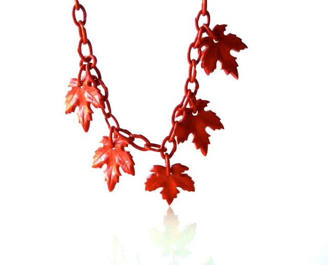 Antique Autumn Maple Leaf 1930s Celluloid Necklace