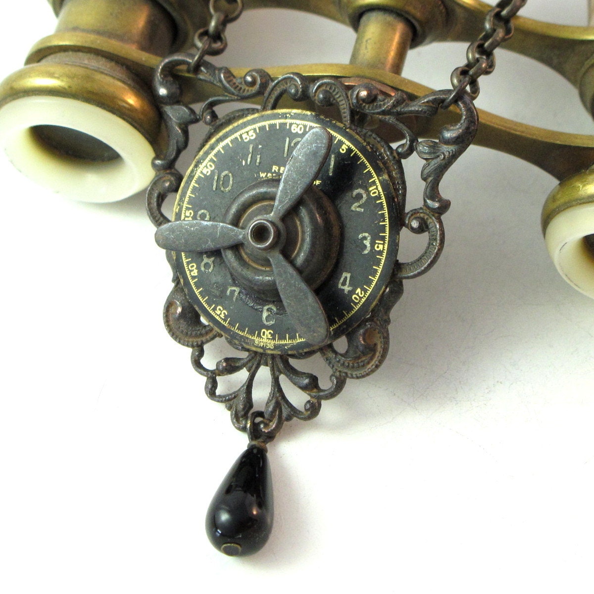Steampunk Propeller Necklace OOAK Noir Neo Victorian Gothic Exclusive Design By Mystic Pieces