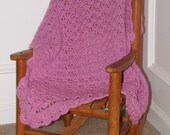 Cozy Pink Baby Blanket ... Hand Crochet Mauve Travel Afghan ... shells ... READY TO SHIP