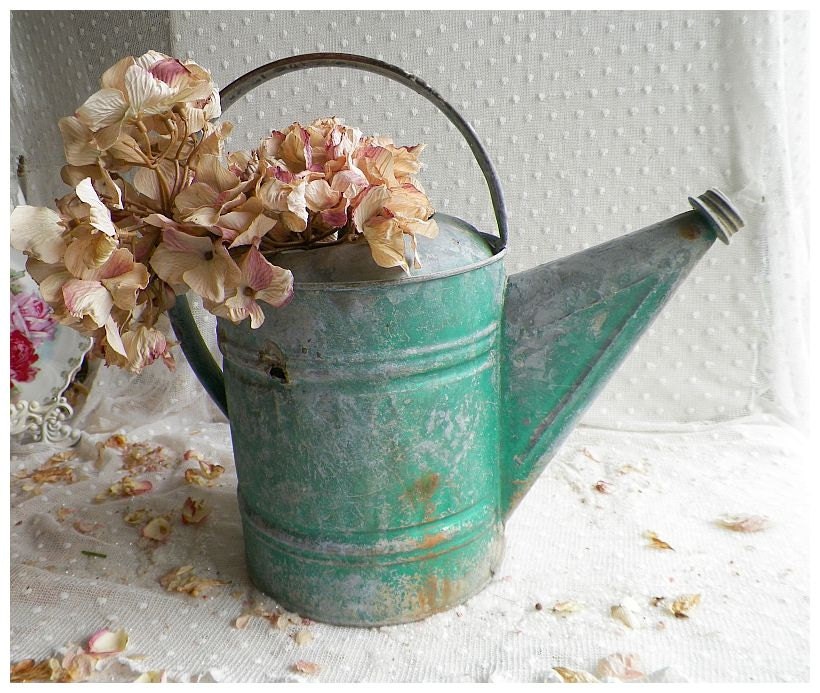 Vintage Well Worn Galvanized Farmhouse Watering Can