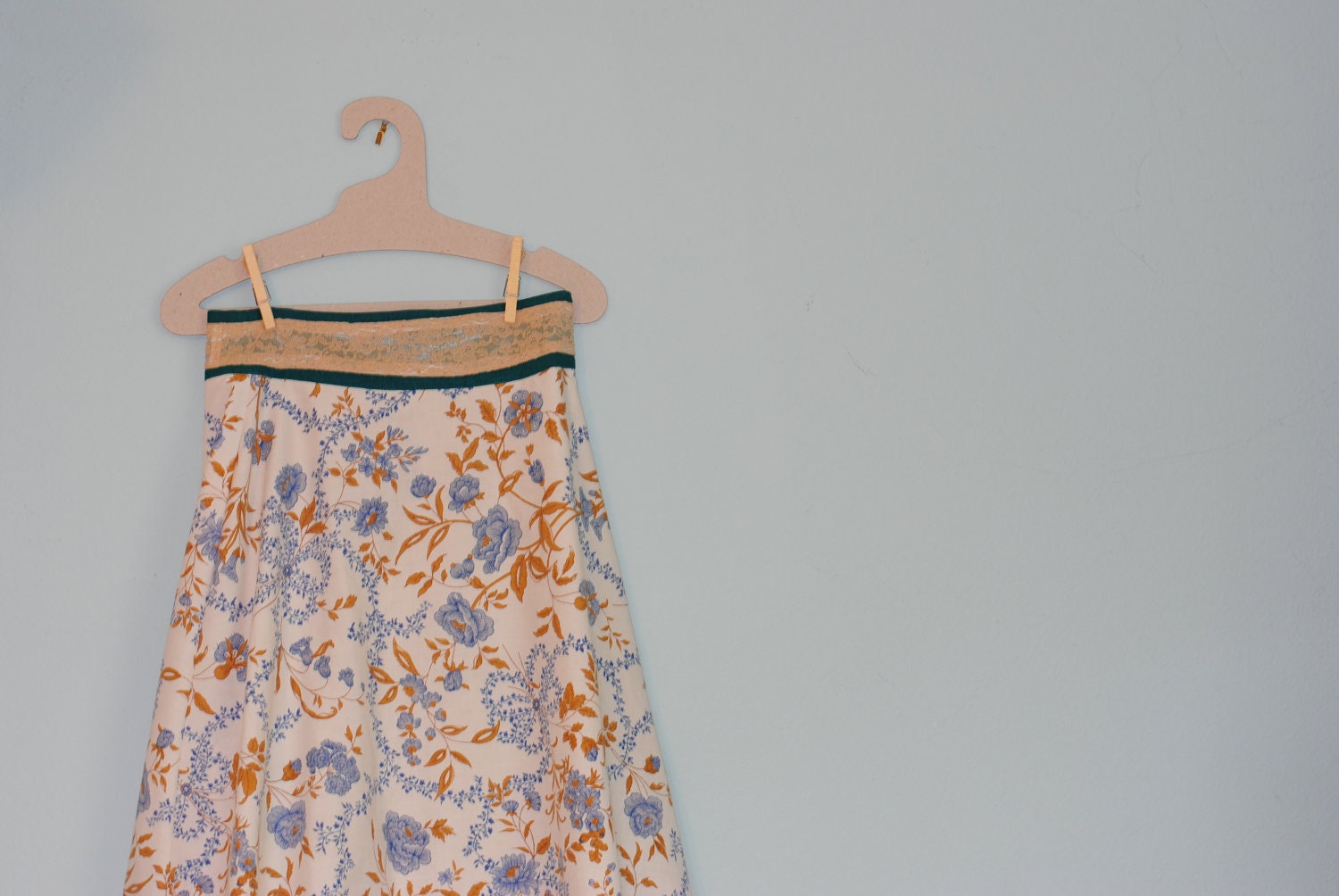 Asymmetrical Blue Floral Skirt - M