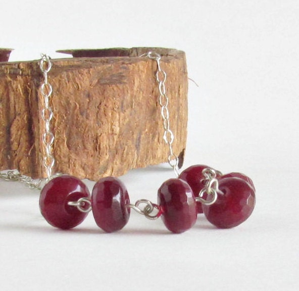 Ruby Quartz Necklace - Fall fashion - Sterling Silver Jewelry