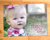 Thank You Photo Card, Birthday Thank You, Custom Thank You Card, Swirls