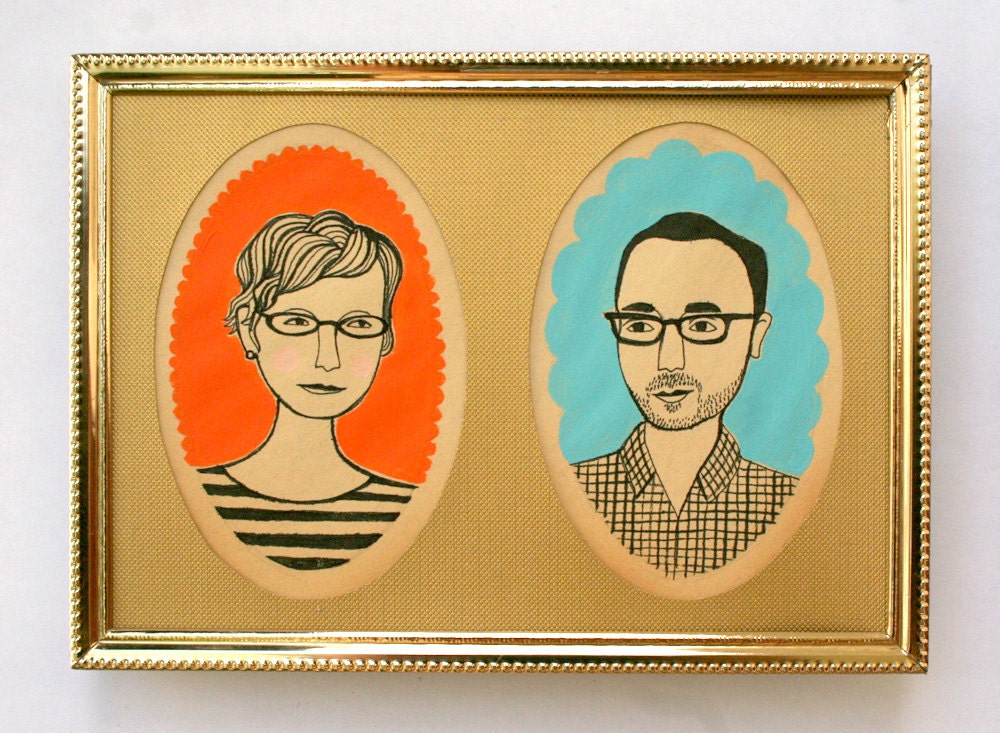 custom mid-century style couple portrait