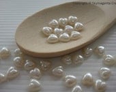 100 pieces Acrylic Pearl Heart Cabochon, Ivory Color, 8 mm x 8 mm  (00780)