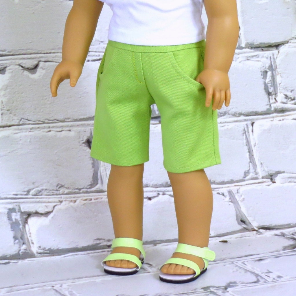 Lime Green Twill Shorts with Pockets - American Girl Doll Clothes