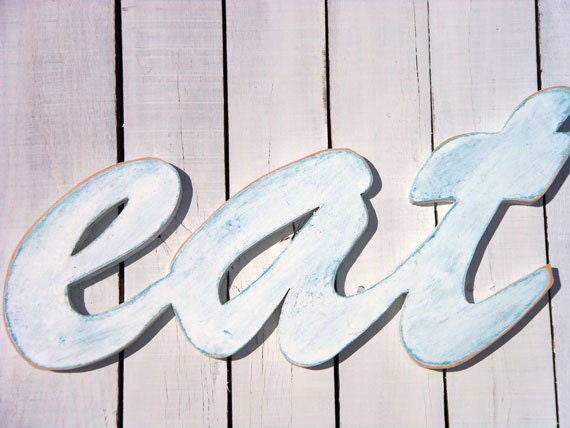 Kitchen Art Wood Sign- Wood Words - EAT Wall Decor