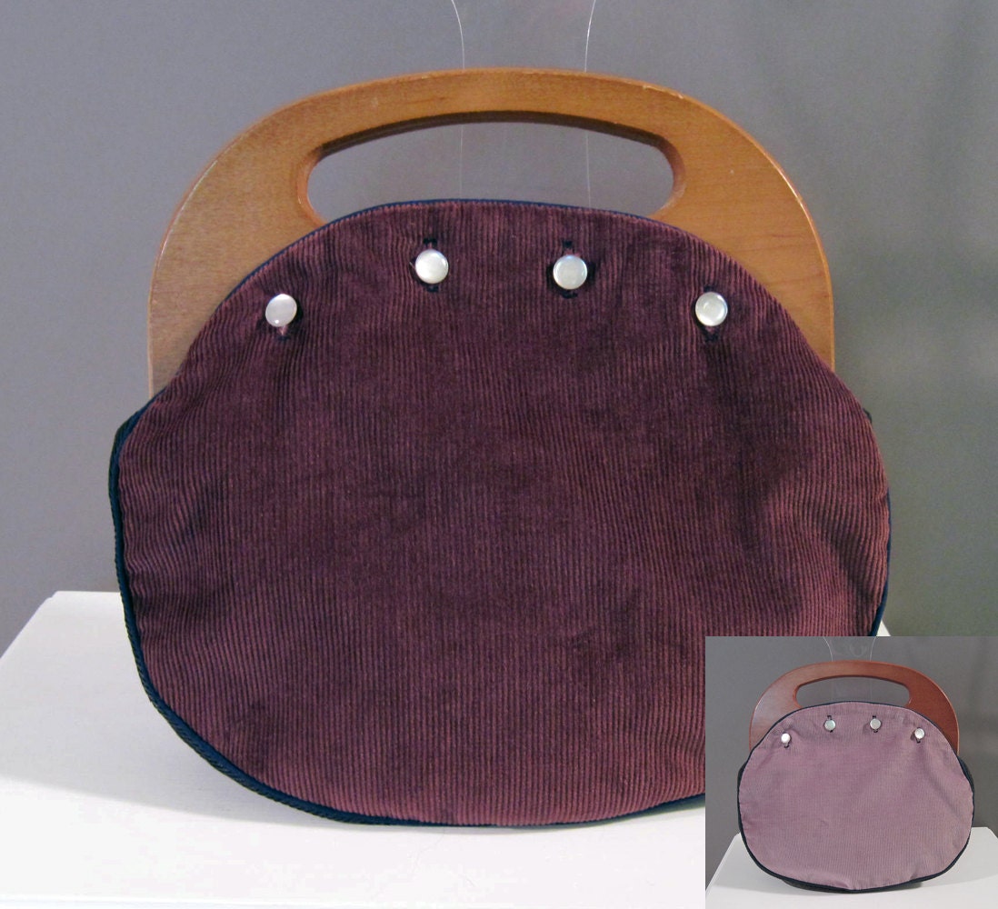 Vintage 70s Bermuda Bag Preppy Purple Wood by vintagedaisydeb