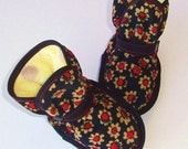 Sunflowers and Polka Dot Baby Booties - slippers, soft sole shoes, boots, Etsy kid's clothing, fashion