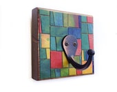 Coat Hook Handmade Paper Colorful Stained Glass Mosaic Pattern