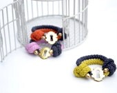 Keyhole bracelet, brass and cotton - Made to order, pick one