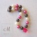Hot Pink, Ivory and Chocolate Brown Pearl Chunky Beads Girls Necklace - Bubblegum Beads - Large Diamond Pendant - photo props - dress up