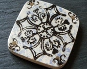 Ceramic Pendant Blue and White with Graphic