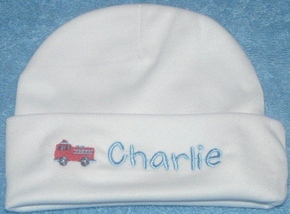 Personalized Infant Hospital Cap Hat - Fire Truck