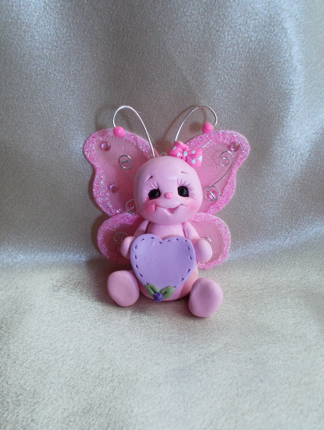 butterfly cake topper birthday Christmas ornament   polymer clay personalized  gift insect pink gift