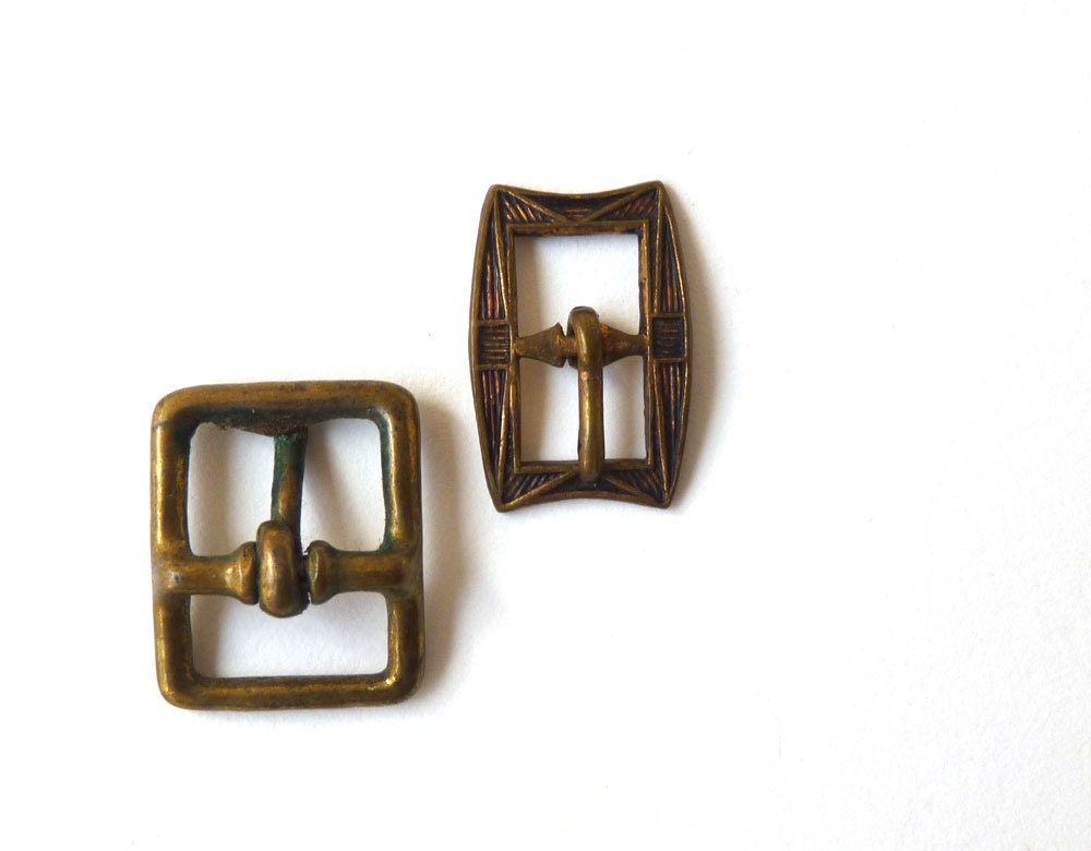 Pair of Small Antique Brass buckles by EdwardianAura on Etsy