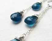 Neon Blue Apatite Earrings Double Dangle
