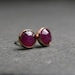 Rose cut rubies bezel set in 14k rose gold stud earrings 5mm