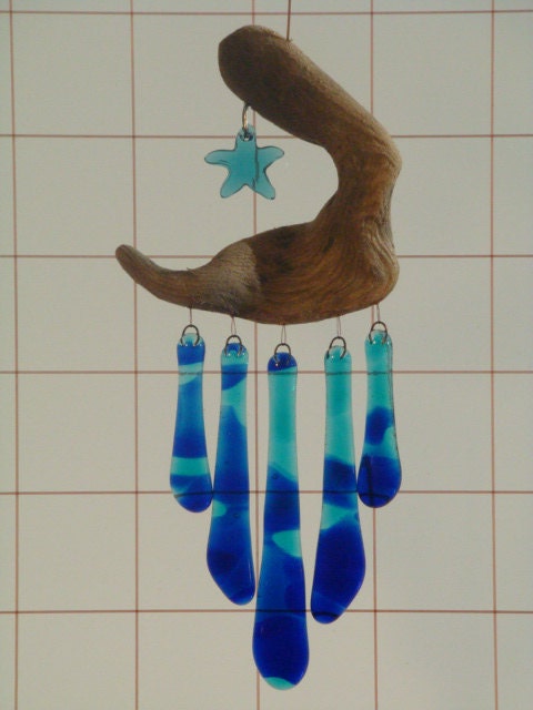 TINKLY WINKLER stained glass wind chime with genuine Swarovski crystal starfish.