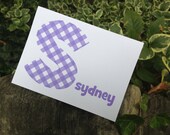 Large purple gingham letter note card Il_170x135