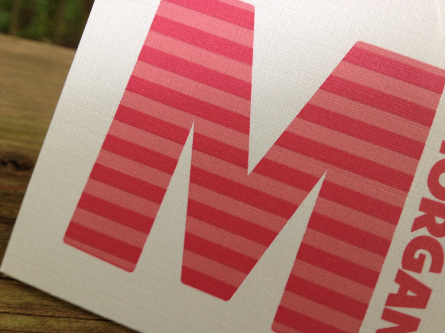 Hot Pink and pink striped large letter note card (set of 10) Il_570xn