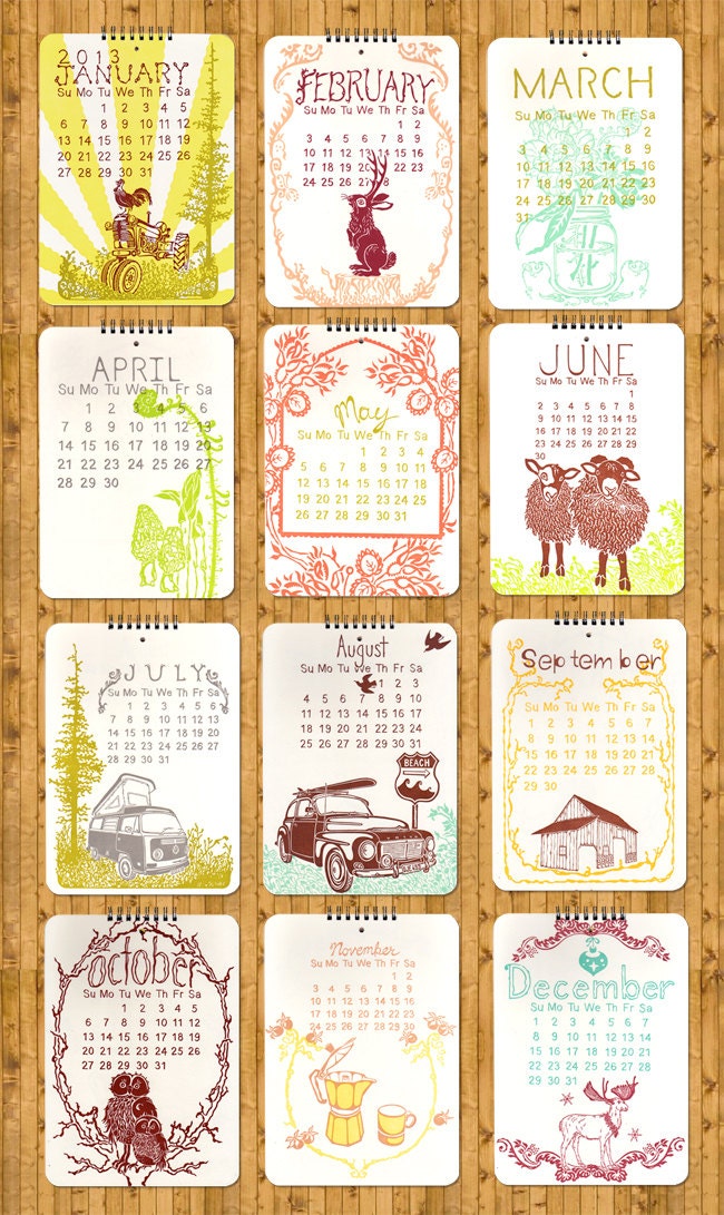 Letterpress Wall Calendar - Now on Sale 50 % OFF