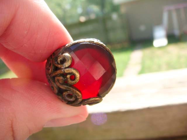 Summer Sale Vintage Victorian style large Red Carnelian ring size 5