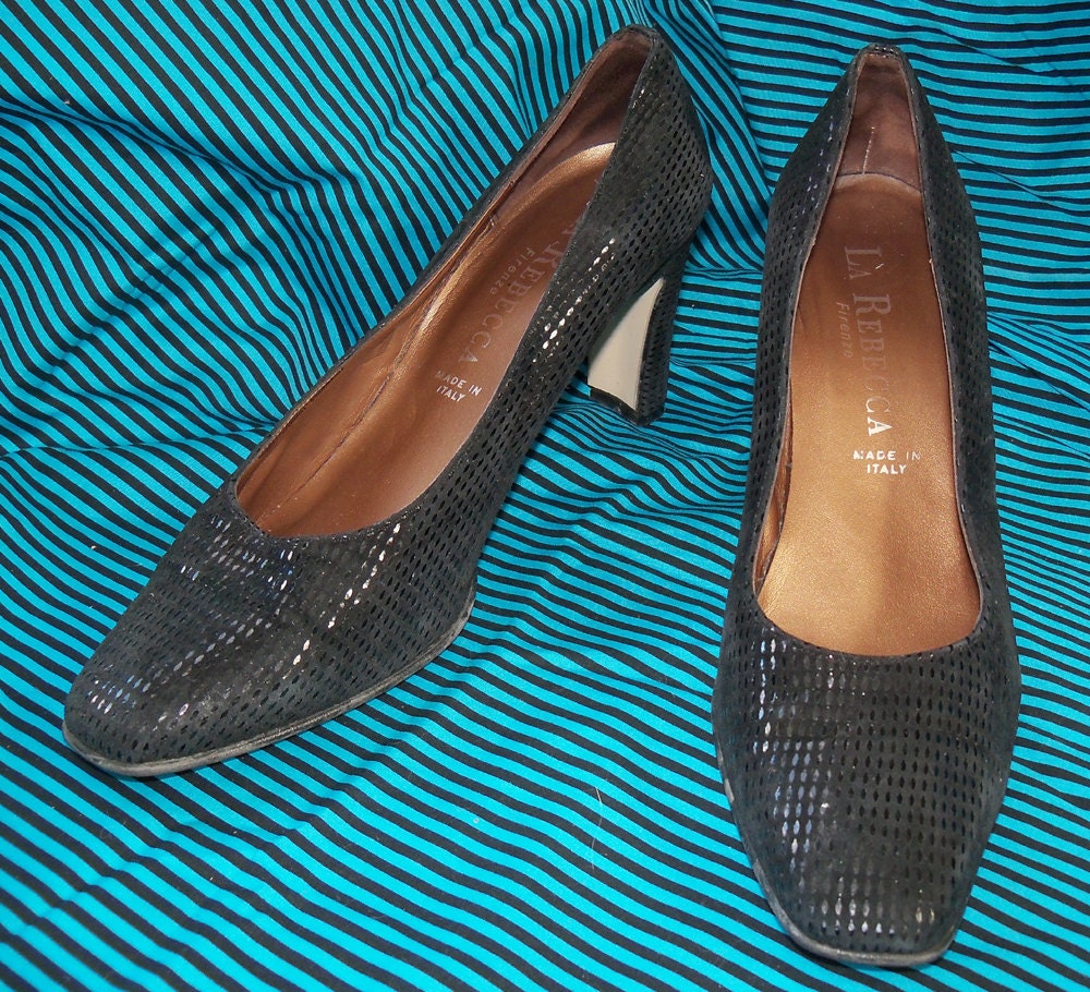 SALE Vintage Ladies Size 9 Black Leather Italian Heels