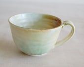Large Turquoise, Rust and Cream Porcelain Ceramic Mug Cup - jansonpottery