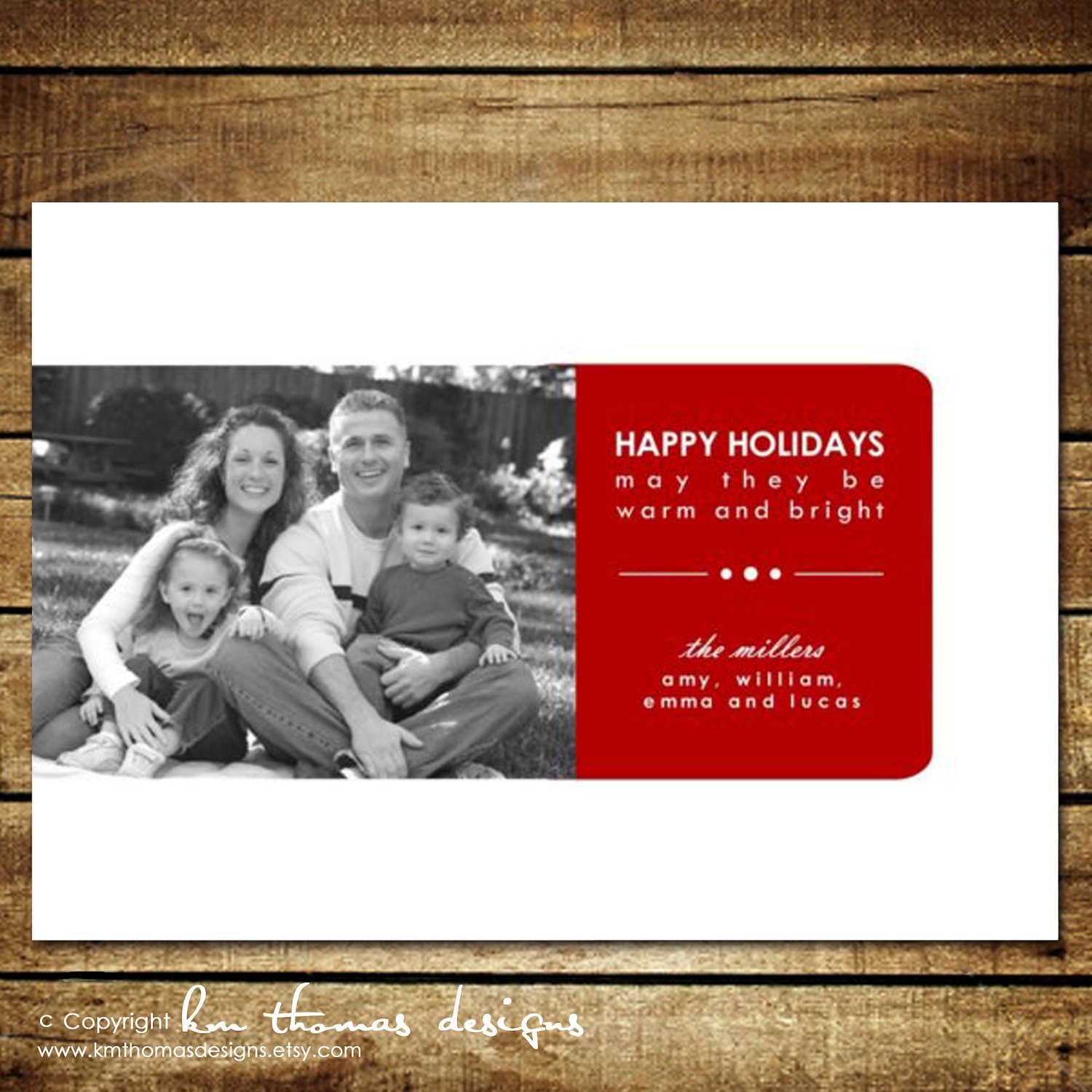 Modern COLORED BLOCK ...Custom Photo Holiday Card...by KM Thomas Designs Il_570xn