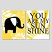 Sunshine Elephant - Set of Two 8x10 Prints - You Are My Sunshine and Floral Elephant - Choose Your Colors - Shown in Yellow, Gray and More