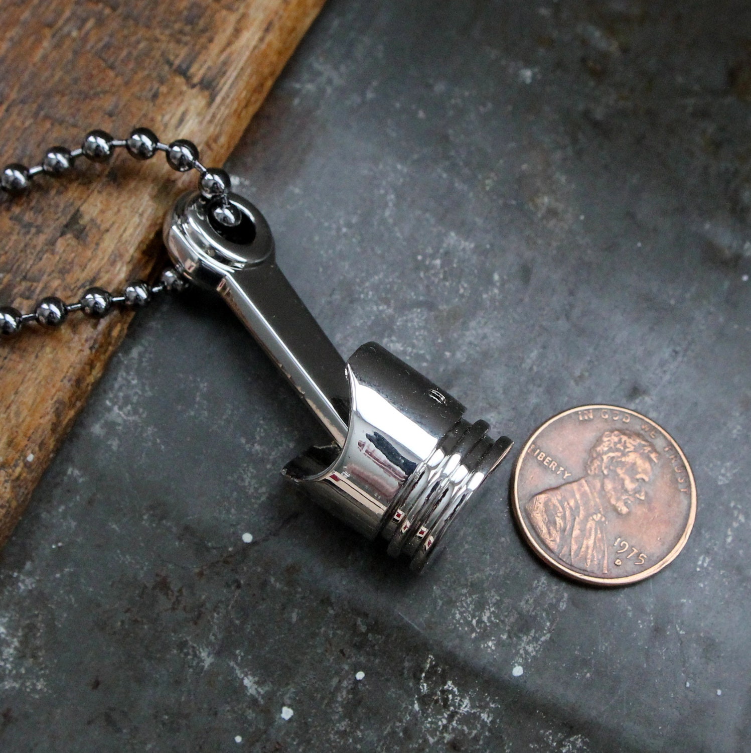Silver Piston and Rod Necklace