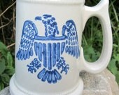 Pfaltzgraff Stein Mug Eagle Shield Beer USA Collectible Yorktowne Blue Tankard