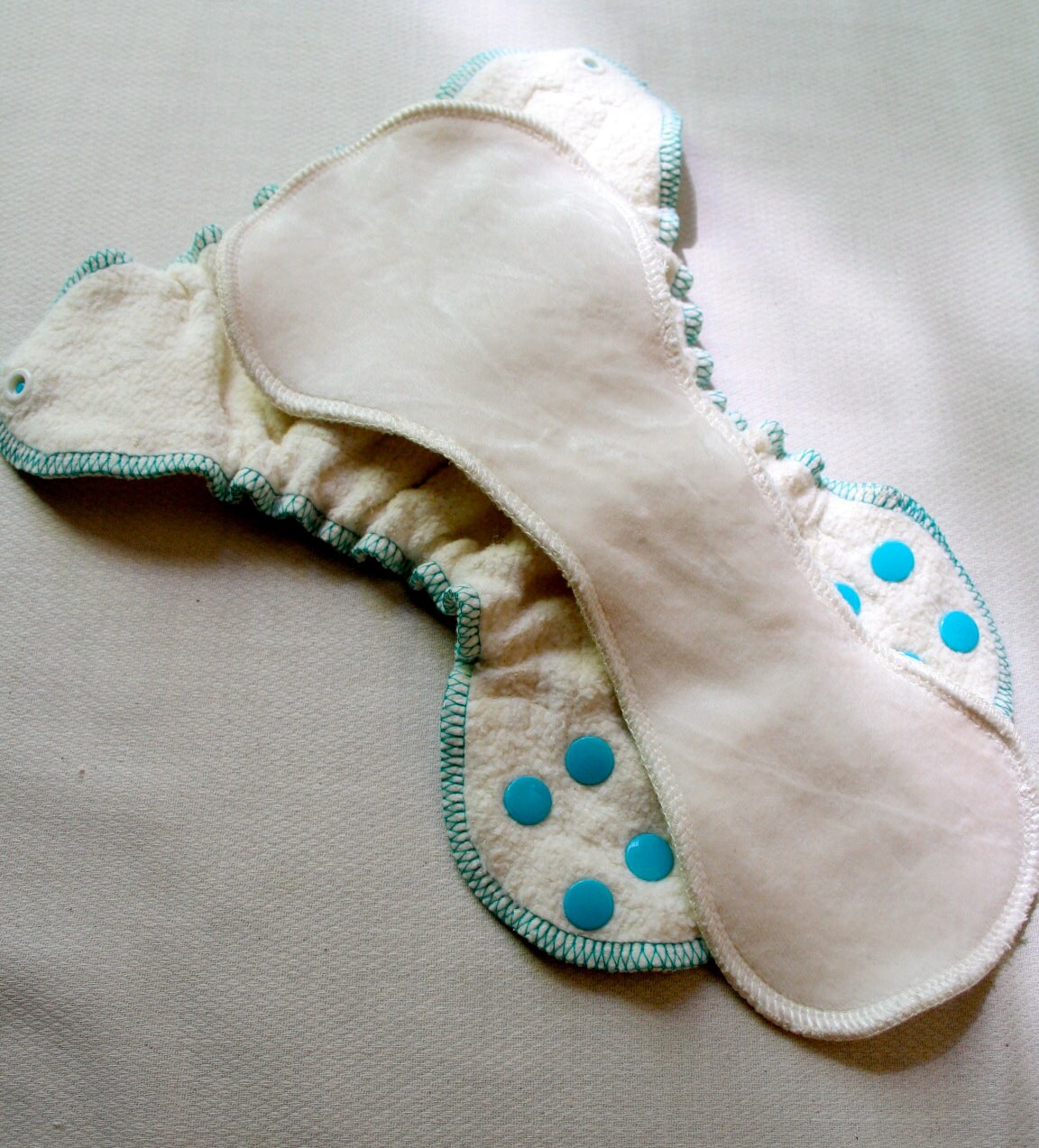newborn nappy set of three - reusable diaper - Newborn fitted cloth diaper - organic hemp fleece - snap closure - organic bamboo velour