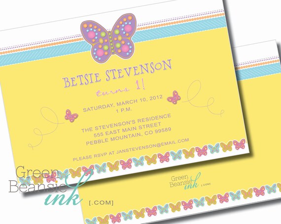 BUTTERFLY Printable Party Invitation Il_570xn