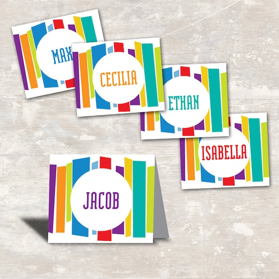 PRINT & SHIP Mod Stripe Birthday Food Labels (set of 8) Il_570xn